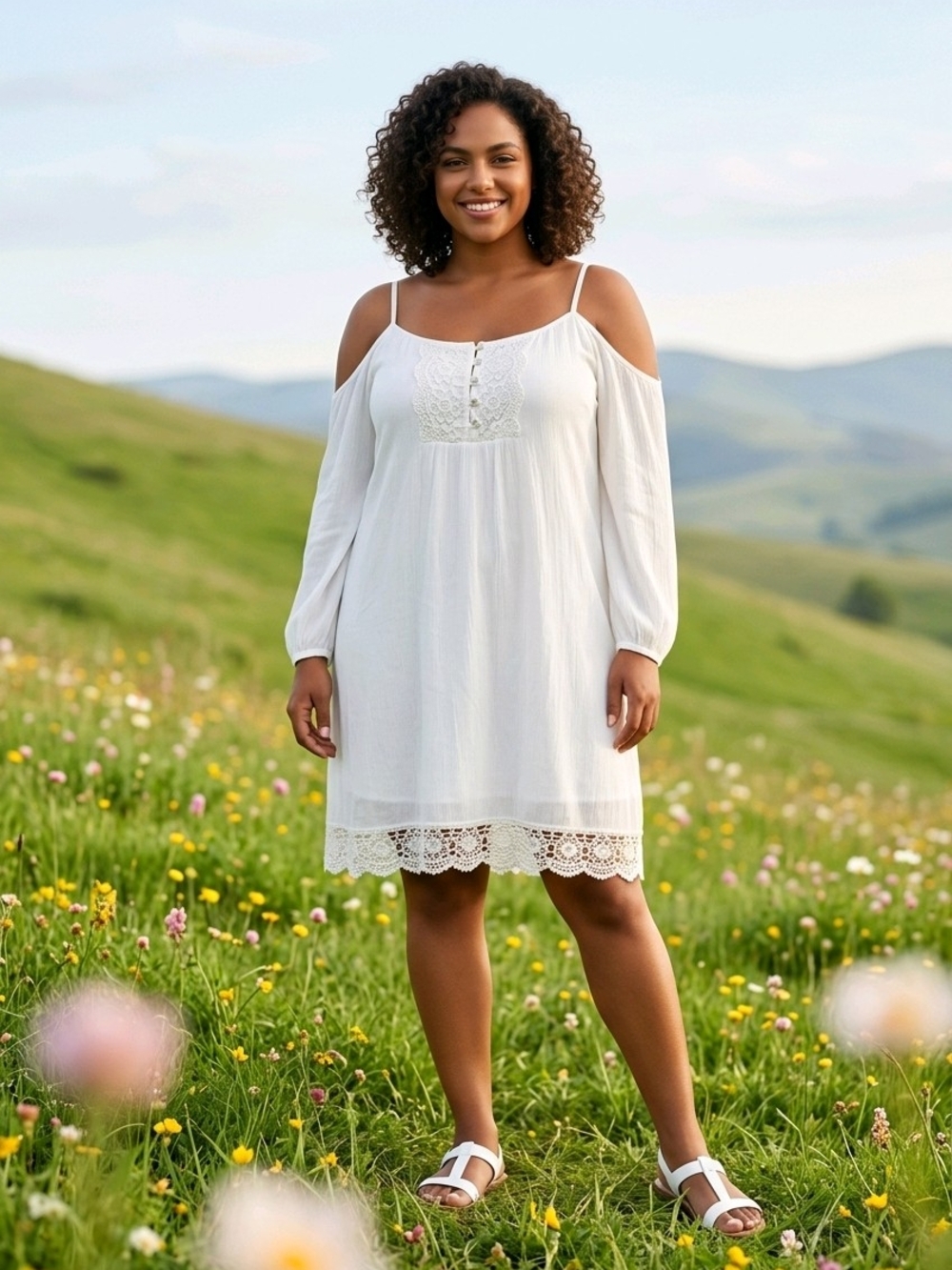 Maurices White Lace-Front Cold Shoulder Top